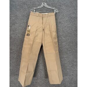 Dickies Loose Fit Work Pants Mens 28x30 Khaki Double Knee Straight Leg Twill NEW